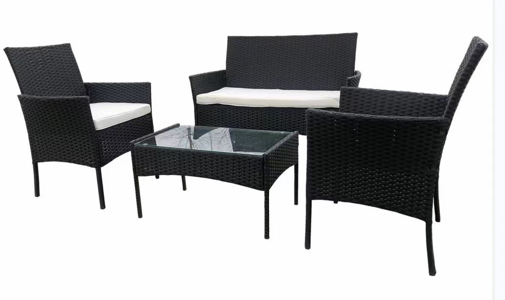 hot sale  Outdoor   Set with Gray Cushions 4-Piece PE Rattan Wicker Furniture set