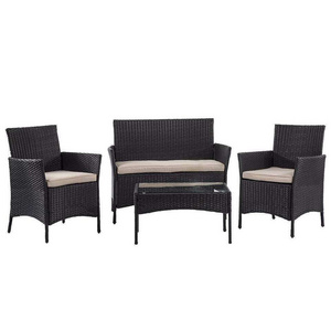 hot sale  Outdoor   Set with Gray Cushions 4-Piece PE Rattan Wicker Furniture set