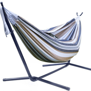 Hot Selling Portable Outdoor Indoor Double Hammock with Steel Stand Two Person Adjustable Hammock Bed