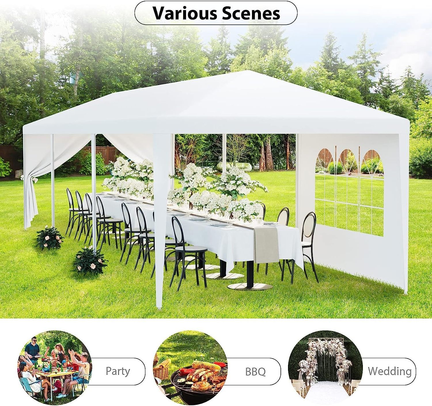 PE Gazebo Events Picnic  Tent Wedding Patio Gazebo Outdoor Carport Canopy Shade with Side Removable gazebo