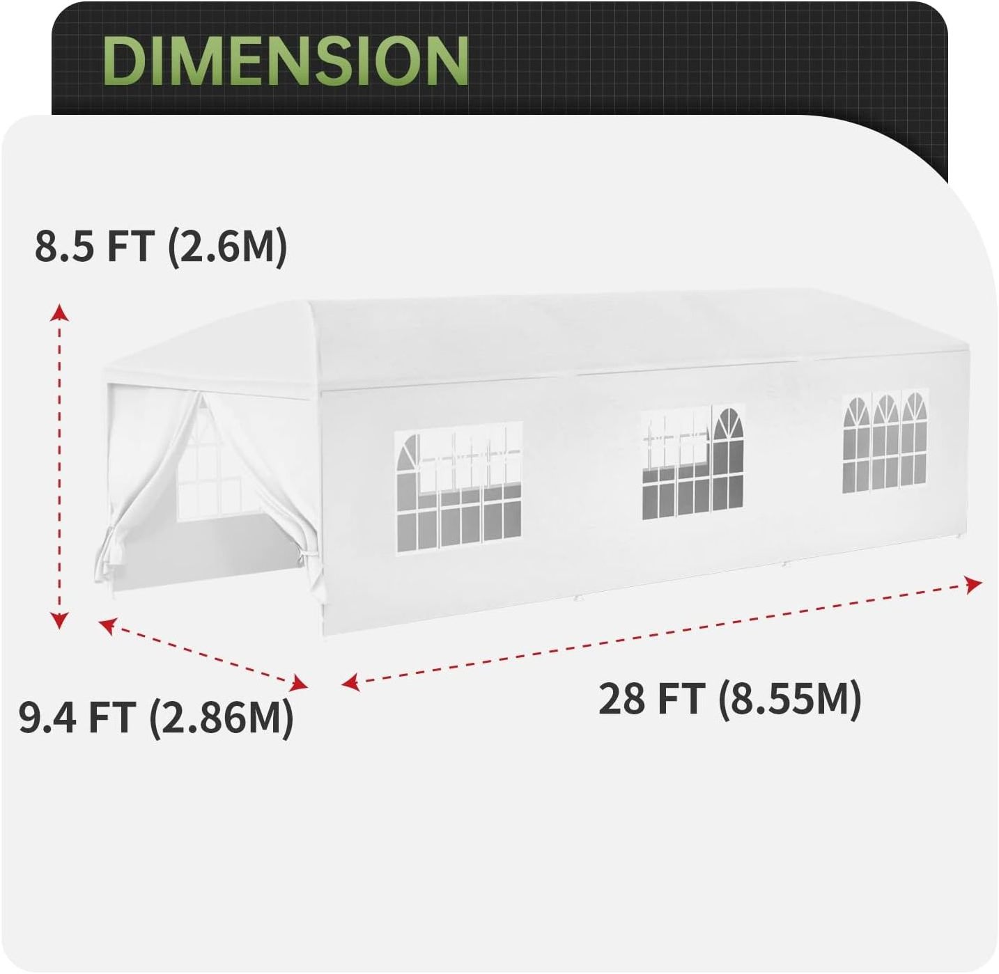 Iron  PE Gazebo Events Picnic  Tent Wedding Patio Gazebo Outdoor Carport Canopy Shade with Side Removable