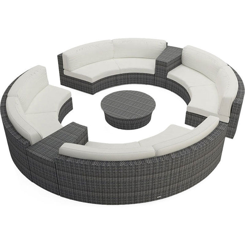 Hot sale Garden Set  Large conversation corner cushion wicker Couch Round Rattan Outdoor Sofa Furniture set