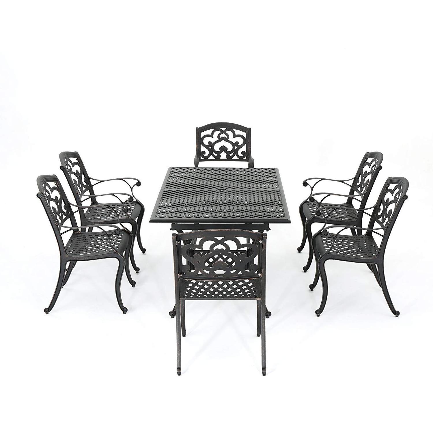 7-Piece Outdoor Cast Aluminum Patio Bistro Set garden furniture set dining chair