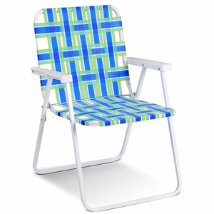 Outdoor Steel Frame Folding Woven Web Beach Lawn Patio Chair for Outdoor Camping Garden Concert Festival Sand Picnic chair