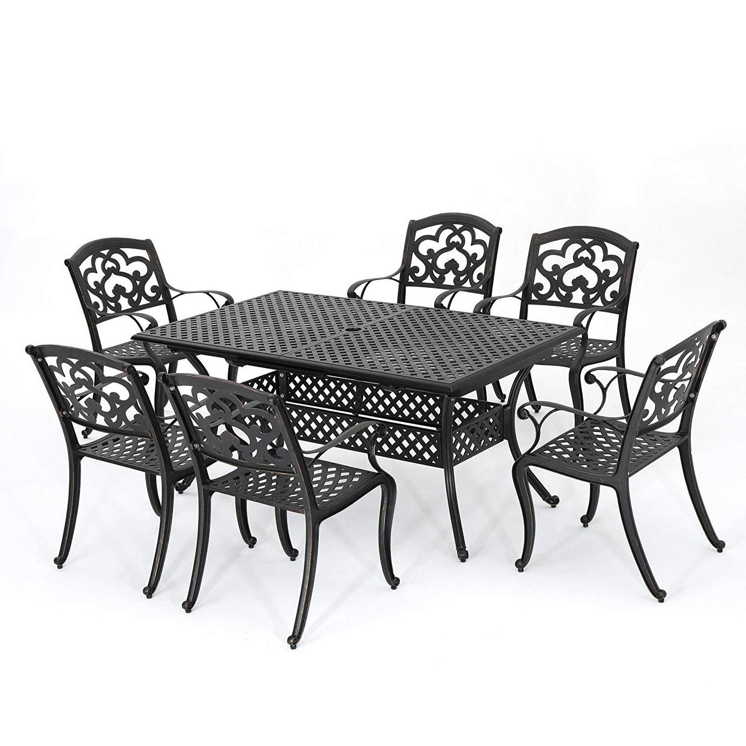 7-Piece Outdoor Cast Aluminum Patio Bistro Set garden furniture set dining chair