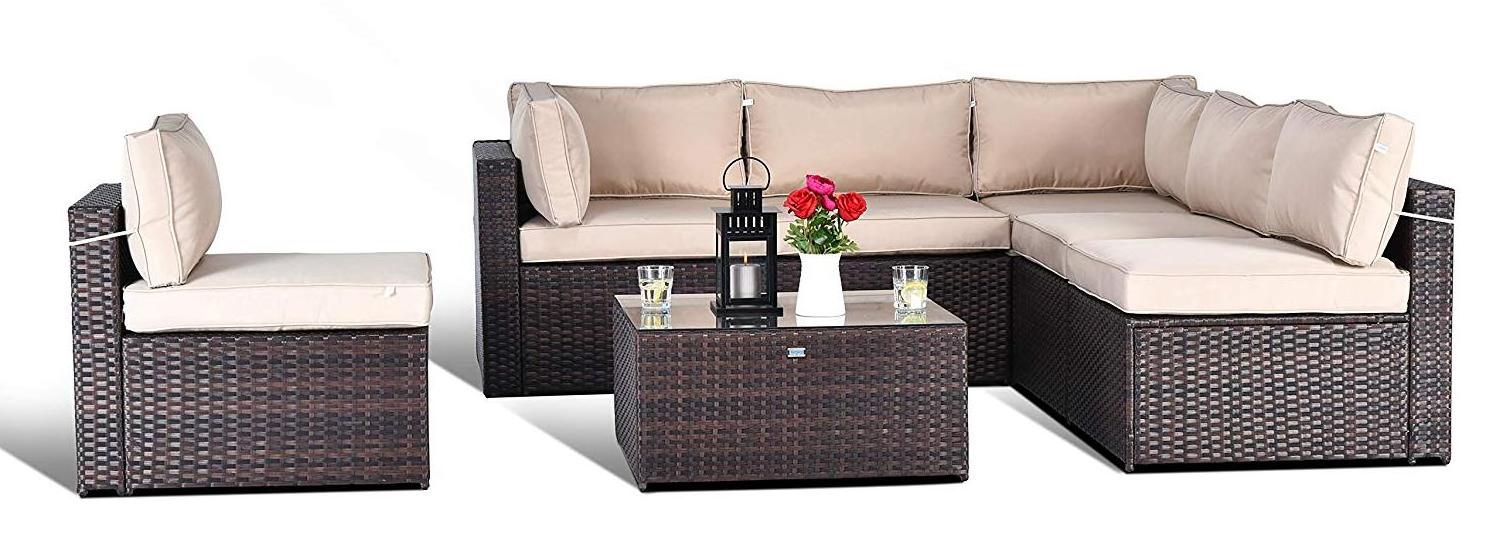 Corner shape  conversation Outdoor sofa Rattan couch coffee table Patio Wicker Furniture set for Backyard Balcony Deck Garden