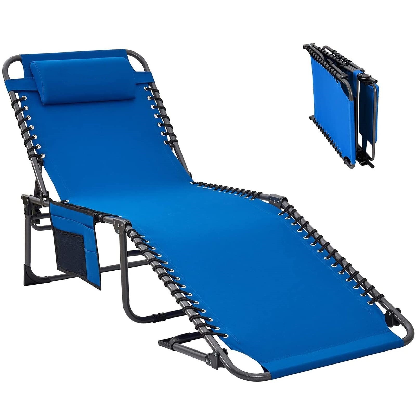 Outdoor Folding Chaise Lounge  for Beach  Patio Pool Lawn Deck Lay Flat Portable Lightweight Chair