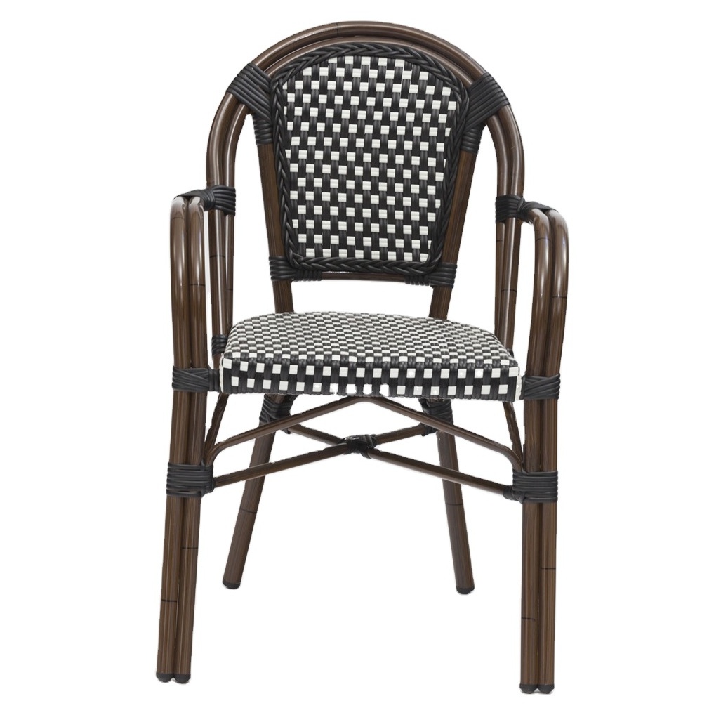 aluminum woven wicker dining chair rattan coffee chair aluminum frame rattan chair