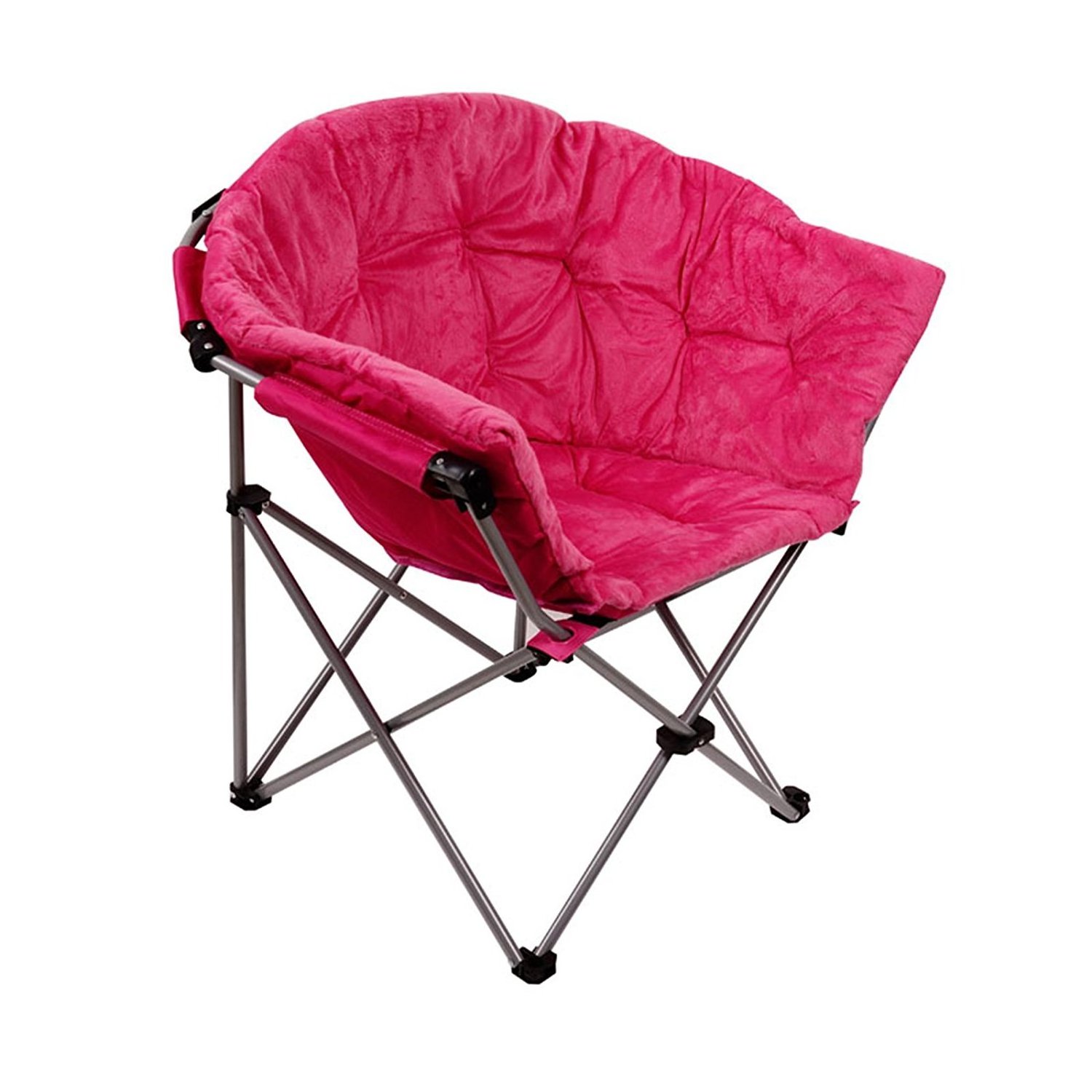 Folding Saucer Moon Club Chair Fur Padded Seat