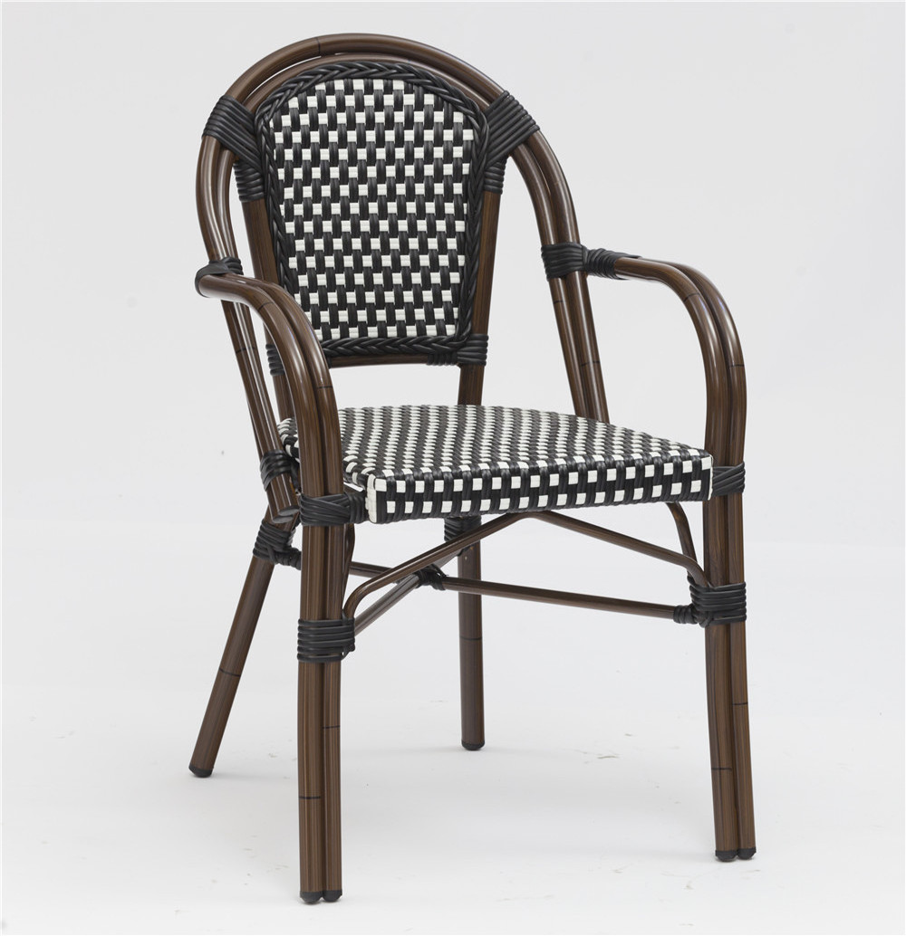 aluminum woven wicker dining chair rattan coffee chair aluminum frame rattan chair