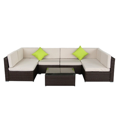 7 Piece rattan Wicker Patio Sectional Indoor Outdoor Sofa Furniture Set