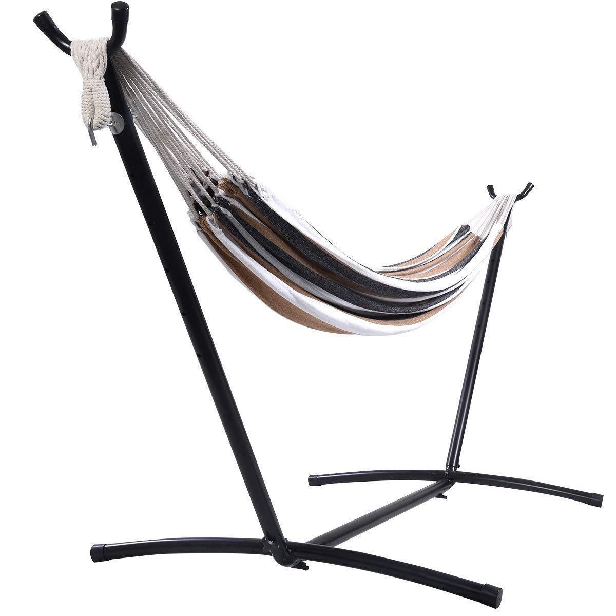 Double Hammock with Space Saving Steel Hammock Stand swing hanging bed chair