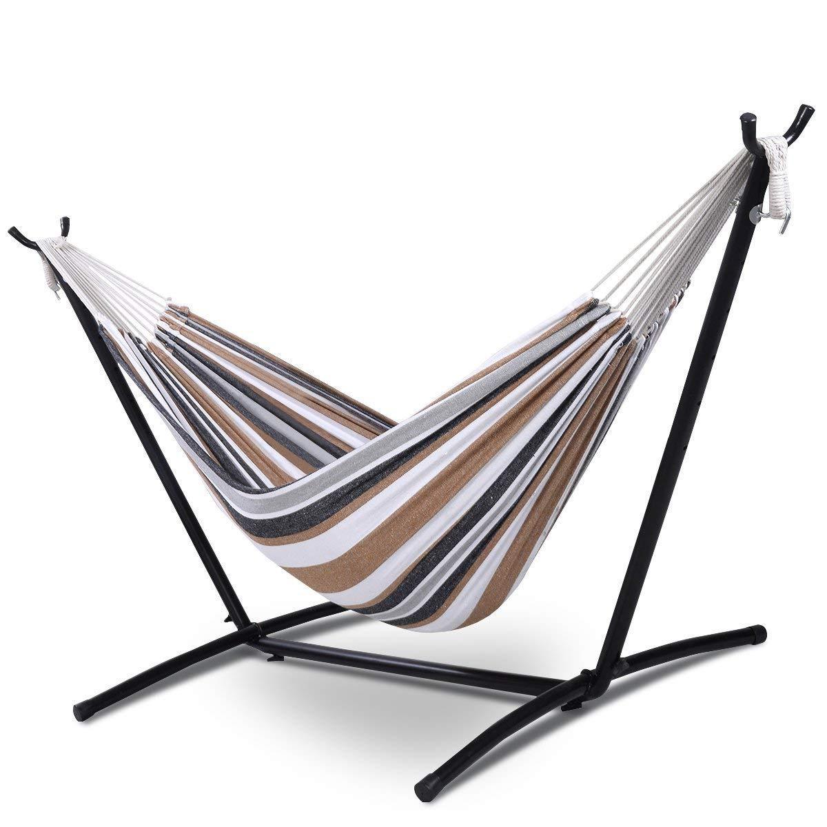 Double Hammock with Space Saving Steel Hammock Stand swing hanging bed chair