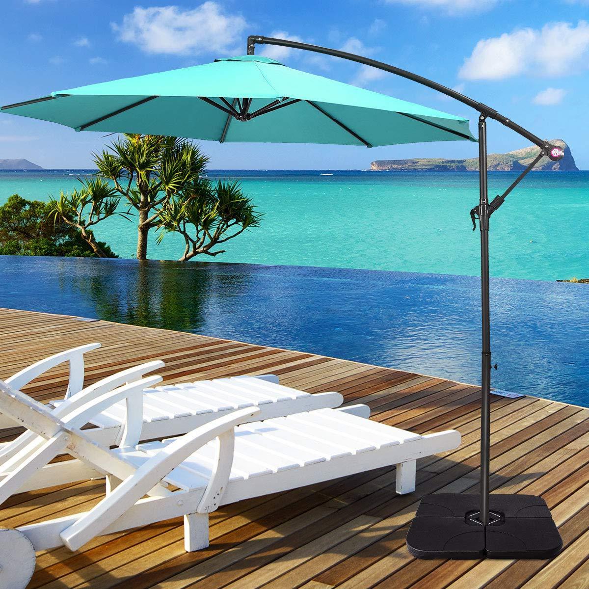 Umbrella Base Stand Patio Offset Square Base Plate Sand/Water Filled Base for Outdoor Garden Beach Backyard Cantilever