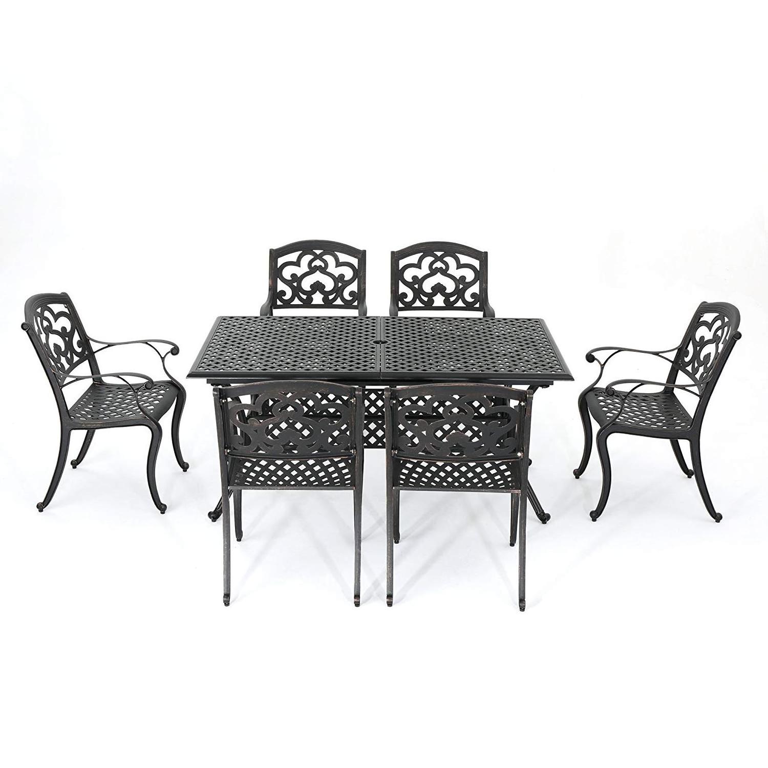 7-Piece Outdoor Cast Aluminum Patio Bistro Set garden furniture set dining chair