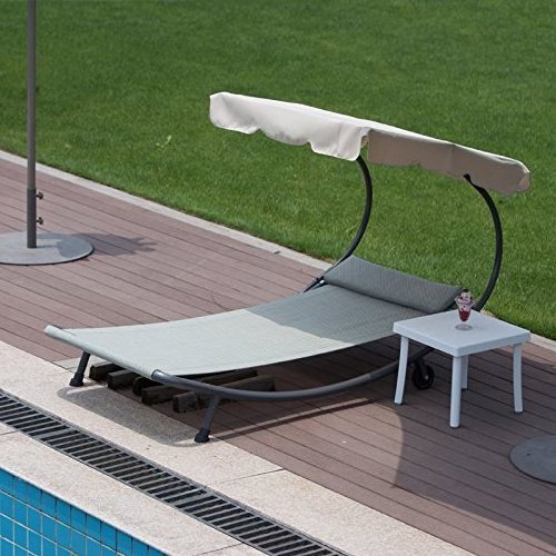 Outdoor Beach  Sun Lounger Outdoor Furniture Chaise Lounge Hammock Bed with Sun Shade and Wheels