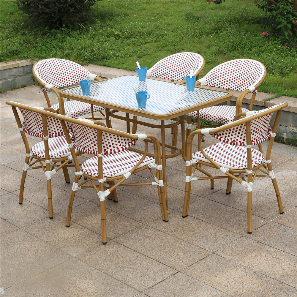 Outdoor Furniture Aluminum Frame Coloured aluminium woven rattan dining outdoor chairs