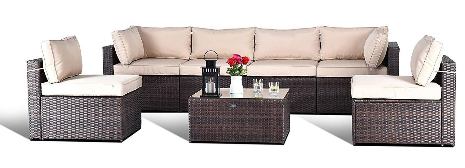 Corner shape  conversation Outdoor sofa Rattan couch coffee table Patio Wicker Furniture set for Backyard Balcony Deck Garden