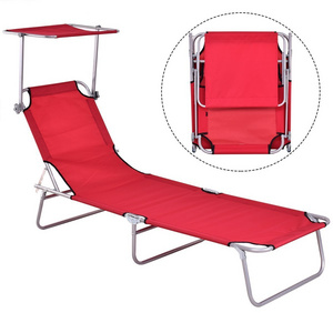 Adjustable  garden Lounge Chair Sun Shade Outdoor Folding Recliner Patio  Sun Lounger bed beach camping lounger