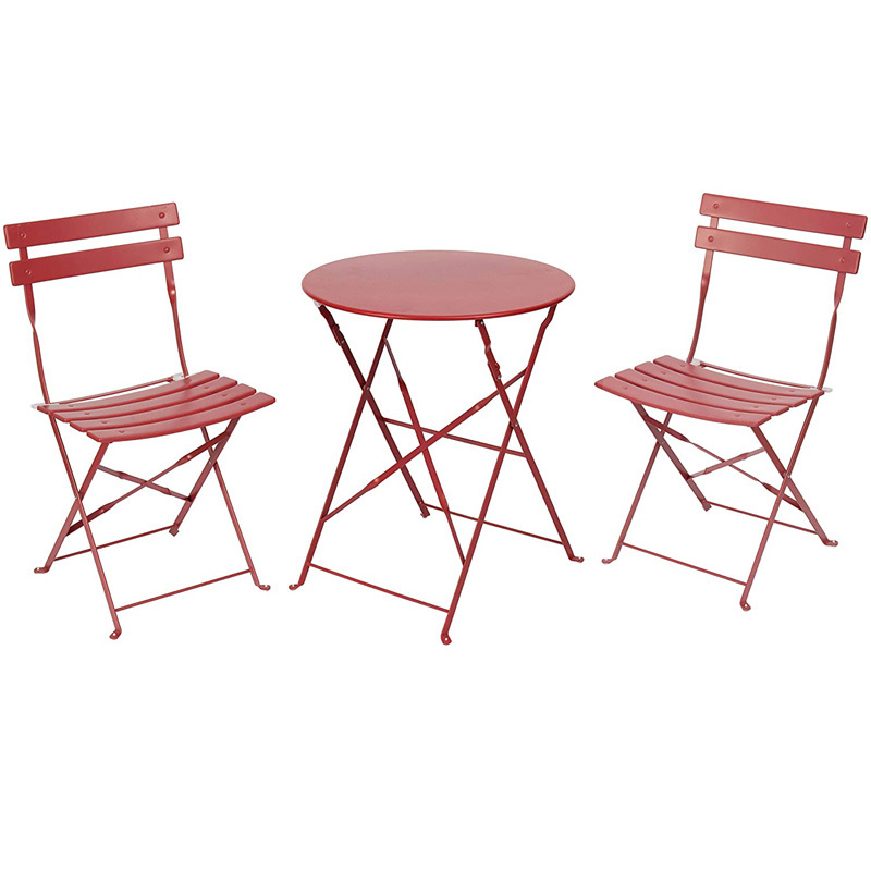 metal steel camping garden portable Patio Bistro furniture folding outdoor 3 piece chair table set