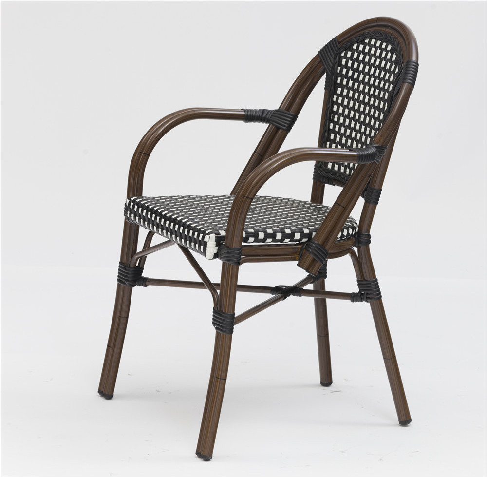 aluminum woven wicker dining chair rattan coffee chair aluminum frame rattan chair