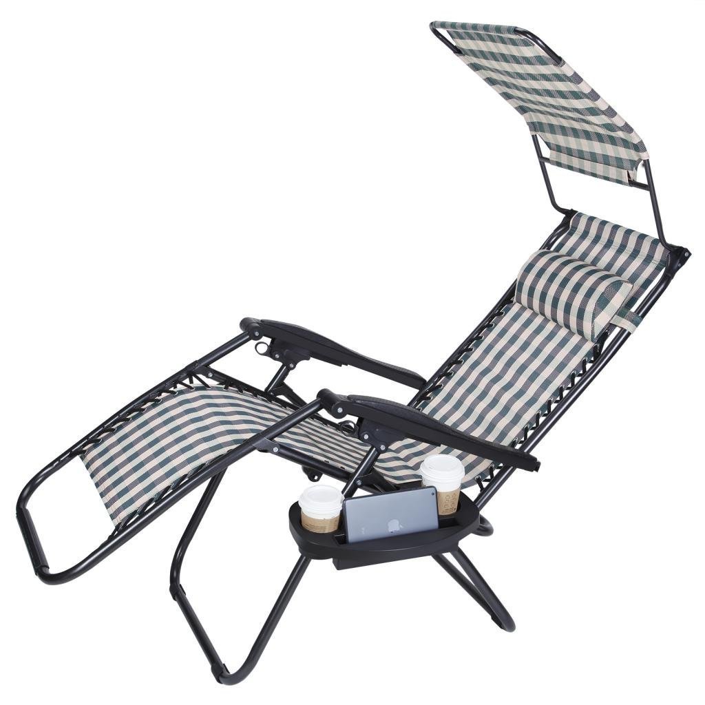 Zero Gravity Outdoor Folding rocking Lounge Chairs w/Sunshade Canopy Snack Tray,Adjustable Patio Reclining Beach sunshade