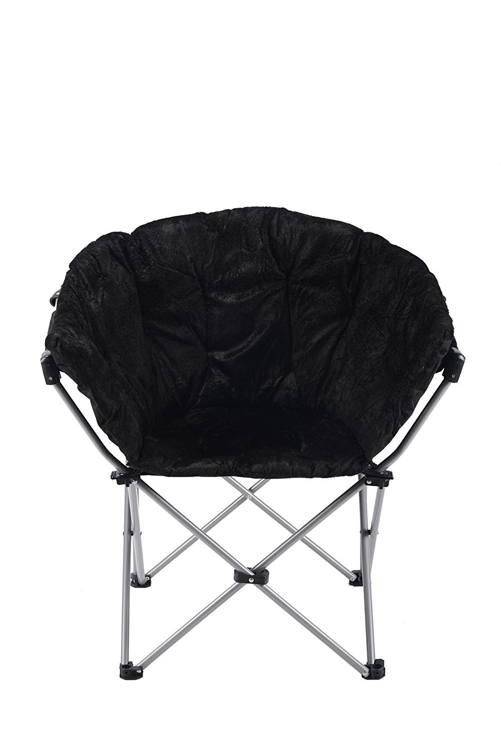 Folding Saucer Moon Club Chair Fur Padded Seat