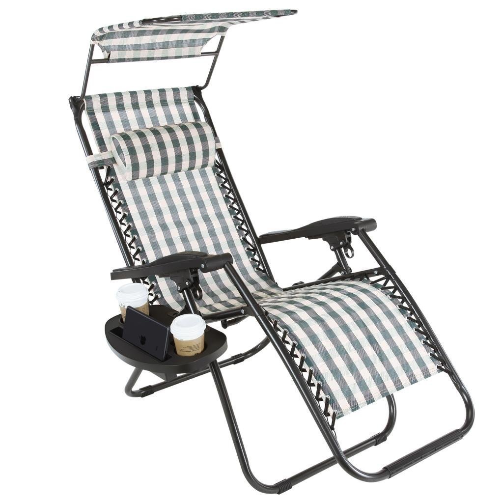 Zero Gravity Outdoor Folding rocking Lounge Chairs w/Sunshade Canopy Snack Tray,Adjustable Patio Reclining Beach sunshade