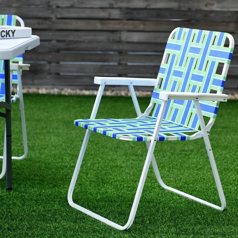 Outdoor Steel Frame Folding Woven Web Beach Lawn Patio Chair for Outdoor Camping Garden Concert Festival Sand Picnic chair