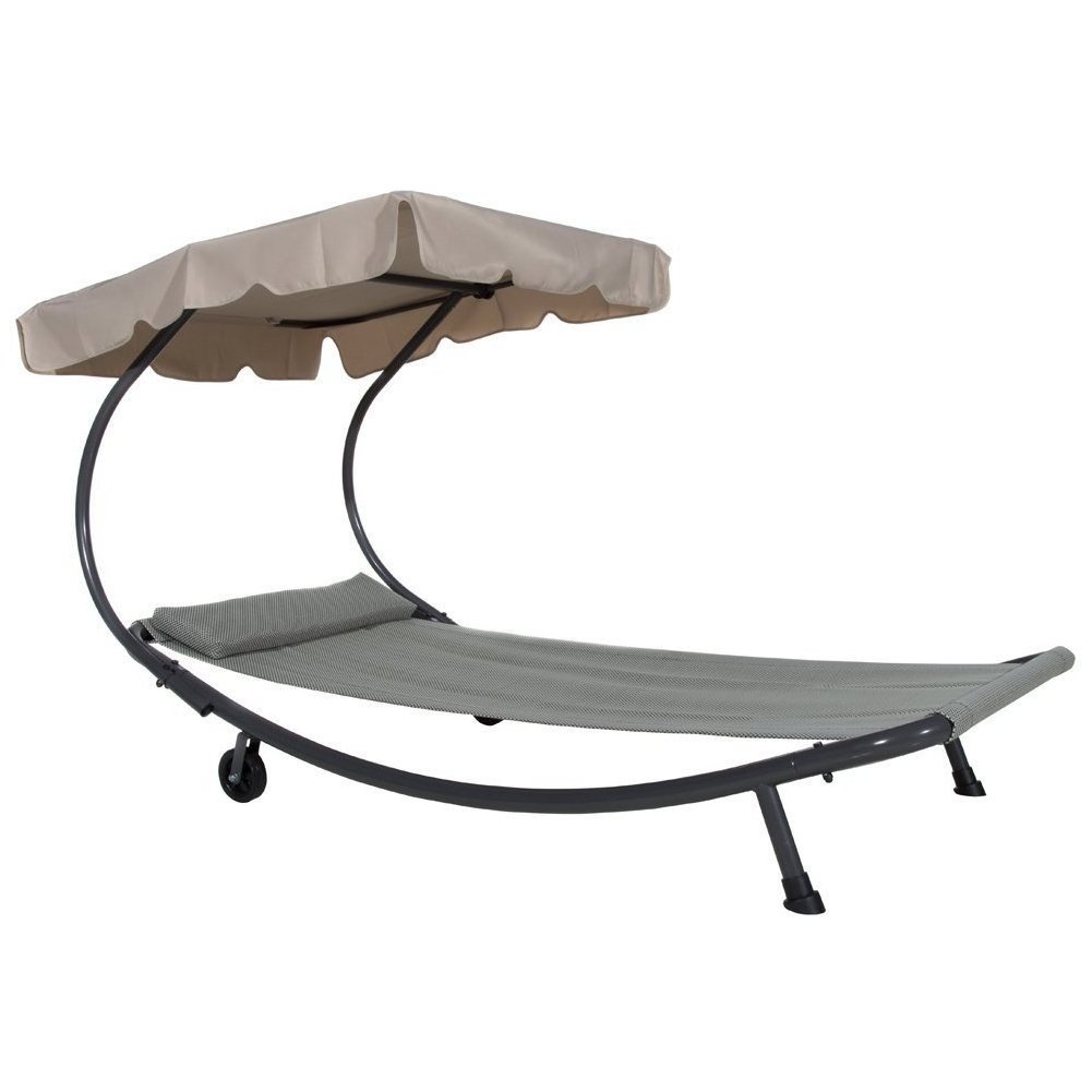 Outdoor Beach  Sun Lounger Outdoor Furniture Chaise Lounge Hammock Bed with Sun Shade and Wheels