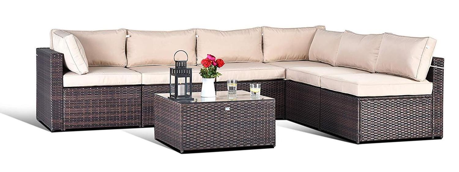 Corner shape  conversation Outdoor sofa Rattan couch coffee table Patio Wicker Furniture set for Backyard Balcony Deck Garden