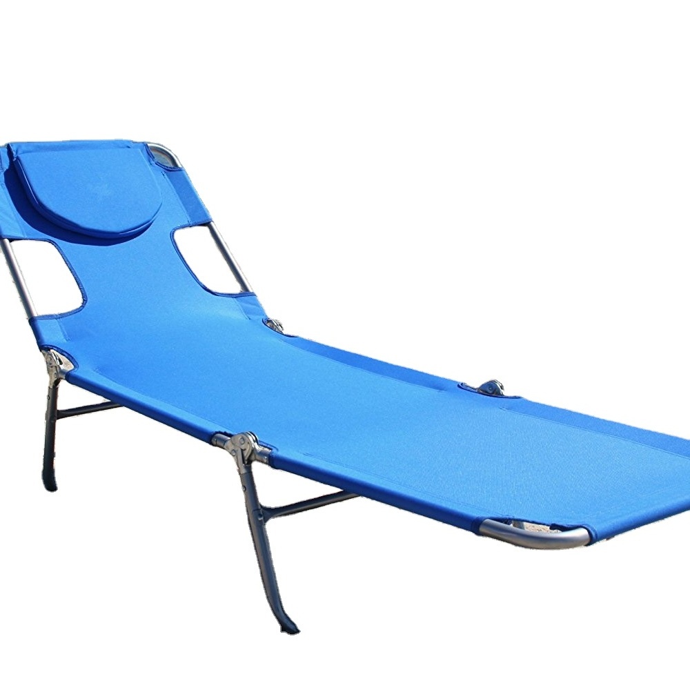 Folding Chaise Lounge book Chair Bed Outdoor Patio Beach Camping Recliner w/Hole for face Pool