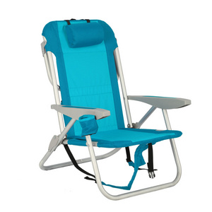 Outdoor comfortable 5-positions portable lightweight folding aluminum camping picnic beach lounge chair with cup holder