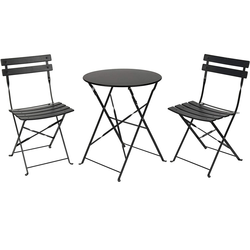 metal steel camping garden portable Patio Bistro furniture folding outdoor 3 piece chair table set