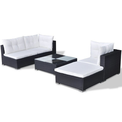 Modern Style L Shape 3 5 Pieces Outdoor Garden Sofa Rattan Wicker Furniture Corner Sofa Set loveseat