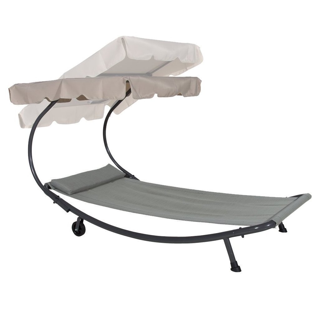 Outdoor Beach  Sun Lounger Outdoor Furniture Chaise Lounge Hammock Bed with Sun Shade and Wheels