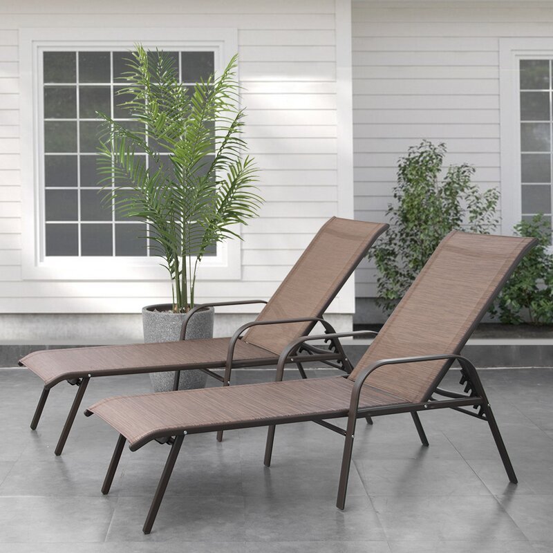 Outdoor Metal Chaise Lounge Garden  outdoor patio aluminum stacking Adjustable sun lounger lounge