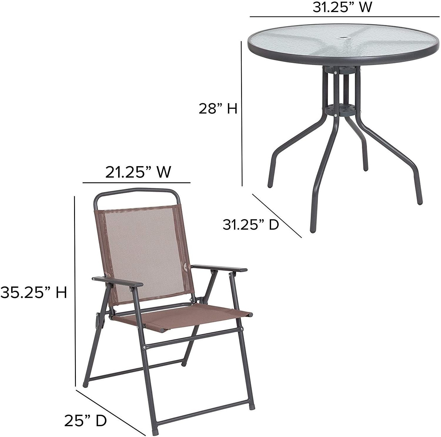 Patio Garden furniture Set with Umbrella Table and Set of 4 Folding Chairs garden set