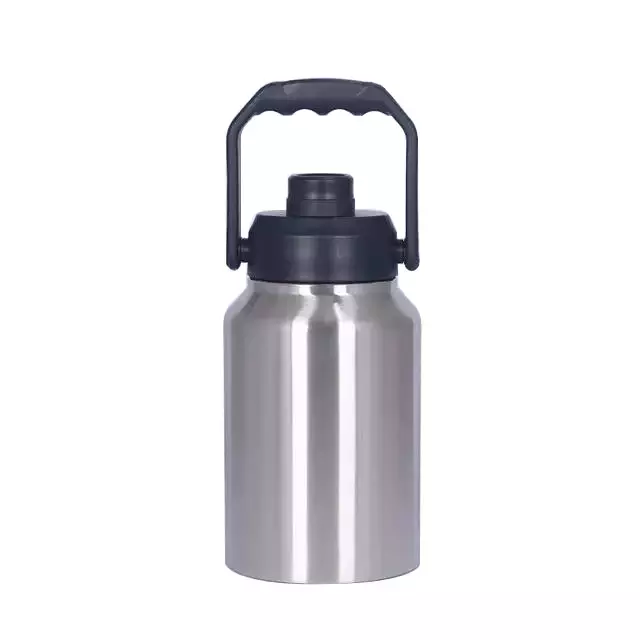 64oz 128oz Half 1 Gallon Jug Insulated Powder Coated Stainless Steel Sports Metal Canteen Water Bottle With Screw Lid Handle