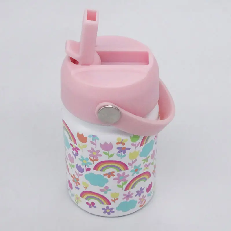 New Pattern  Eco Friendly 12oz 350ml Kids Water Bottles Stainless Steel With Bpa Free Lid Straw