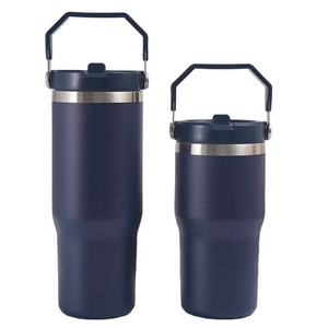 Custom 20/30oz  Powder Coated Tumbler Stainless Steel Double Wall Insulated Cups with Flip Straw