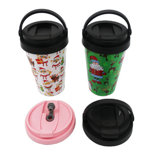 500ml Vacuum Insulated Reusable Coffee Tumbler Cup Customized Tumblers Wholesale Bulk Christmas Mug with Lid