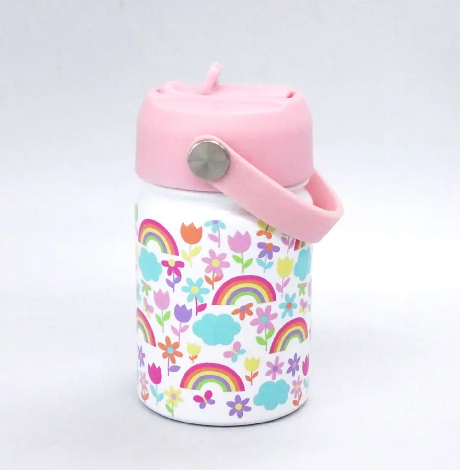 New Pattern  Eco Friendly 12oz 350ml Kids Water Bottles Stainless Steel With Bpa Free Lid Straw