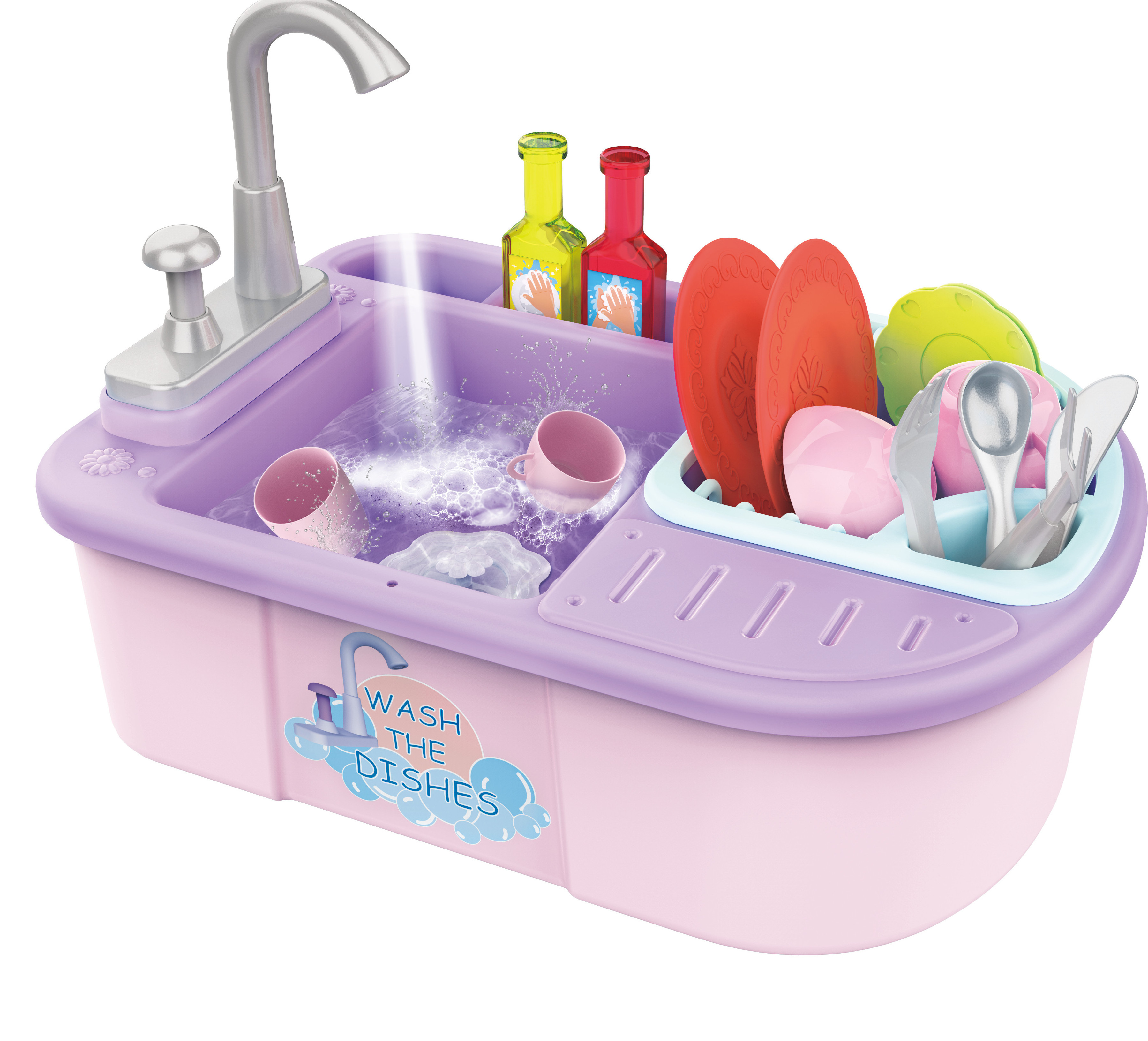 Home Kitchen Sink Toys Set Automatic Running Water Kids Pretend Play Toys