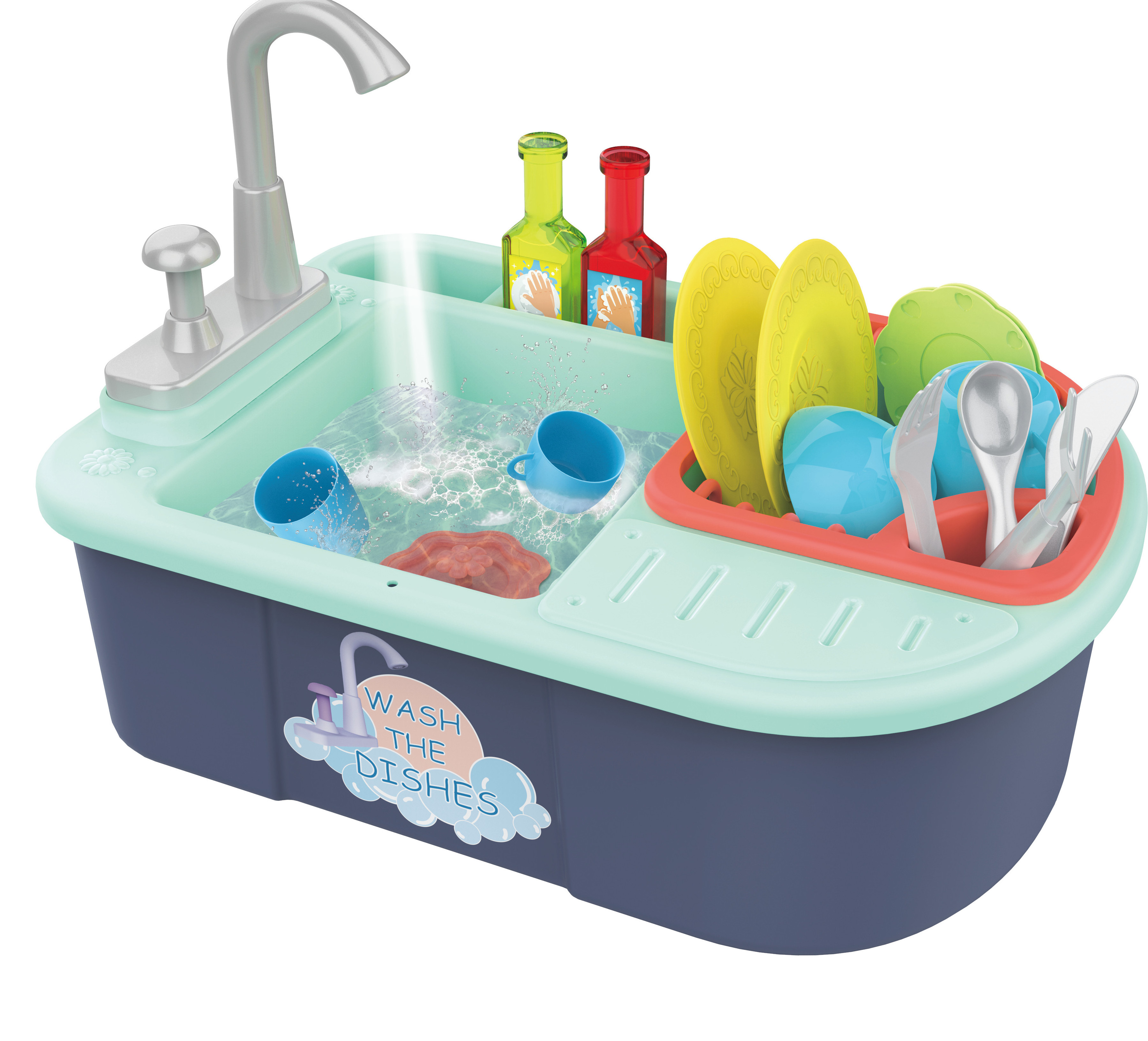 Home Kitchen Sink Toys Set Automatic Running Water Kids Pretend Play Toys