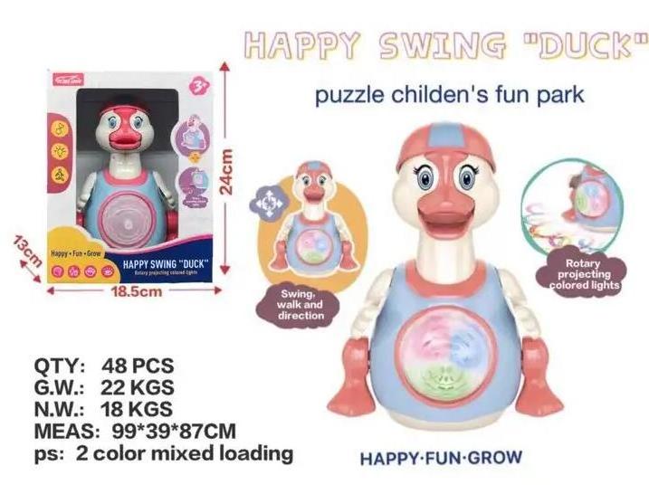 Battery operated baby plastic slide and swing toys musical dancing duck with light