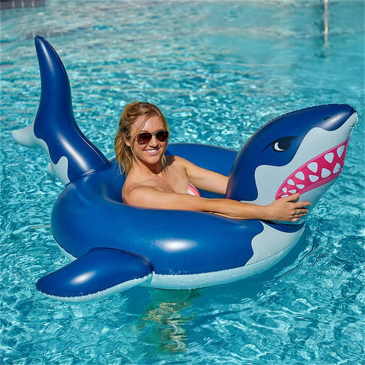 Inflatable Shark Pool Tube Fun Swimming Float for Kids and Adults Outdoor Summer