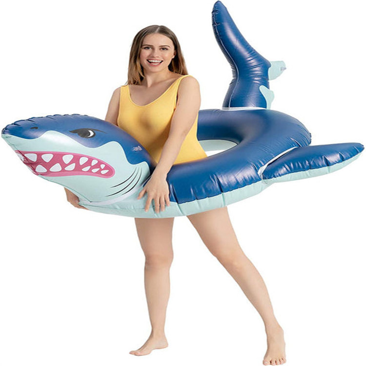 Inflatable Shark Pool Tube Fun Swimming Float for Kids and Adults Outdoor Summer