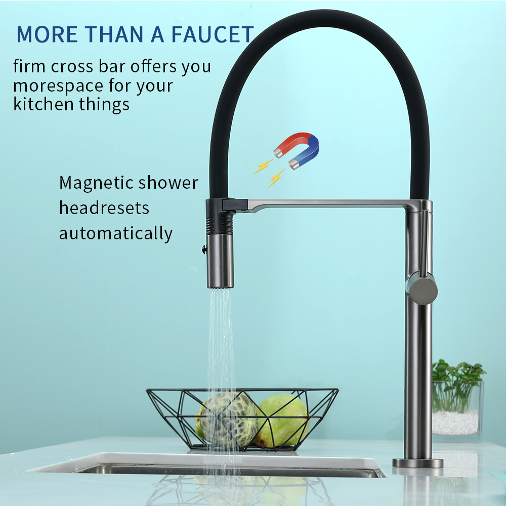 New design brushed gun magnetic faucet kitchen sink commercial kitchen faucet