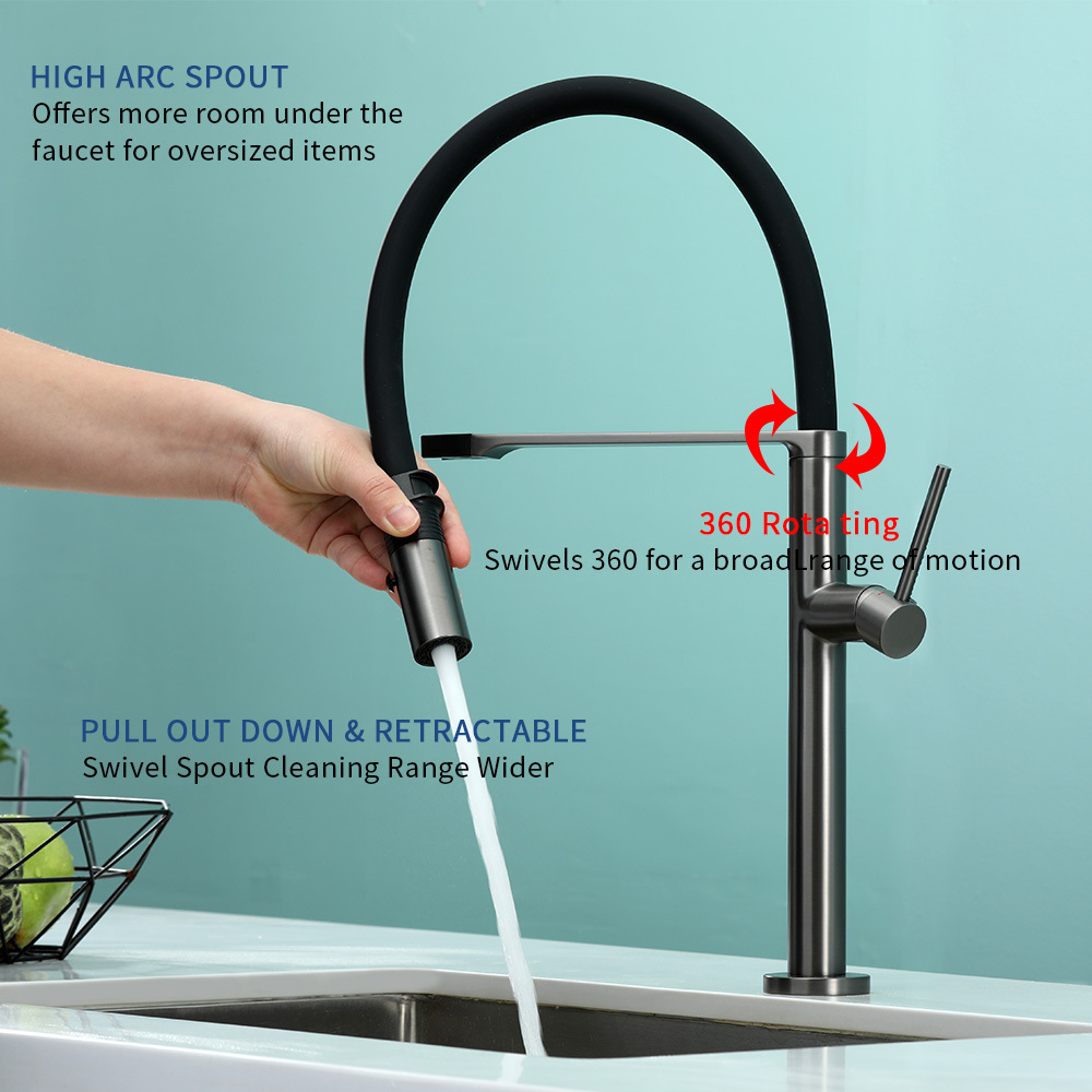 New design brushed gun magnetic faucet kitchen sink commercial kitchen faucet